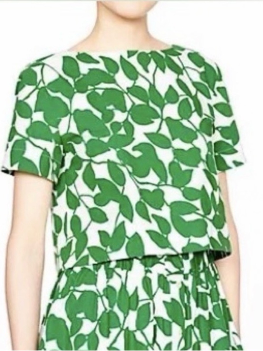 Kate Spade Green Leaf Print Crop Top